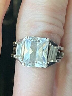 Juelia Designer Stacking Interchangeable CZ Cut 925 Sterling Silver Ring Set